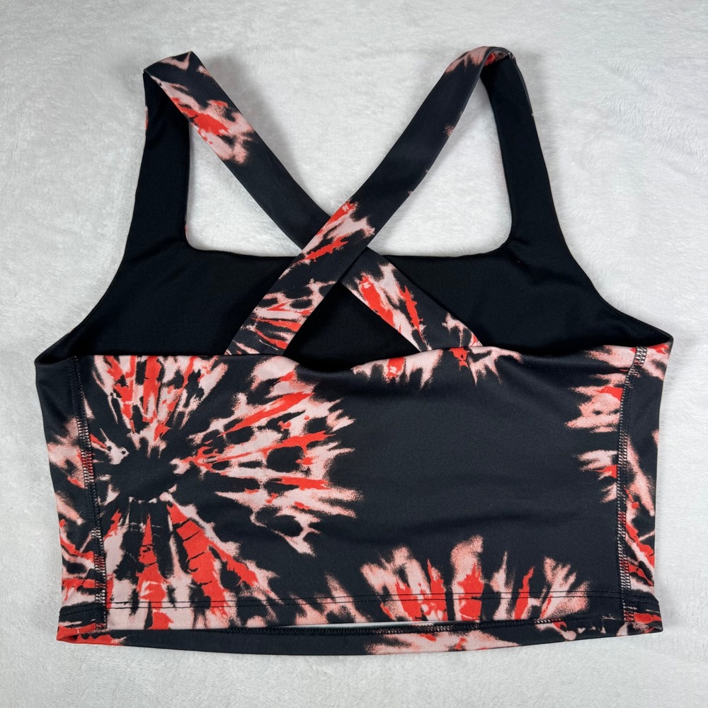 Nike Dri Fit Tie Dye Sports Bra Crop‎ Top Black Red Size M - Picture 3 of 8